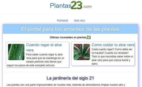 Web de jardinerÃ­a con consejos sobre plantas
